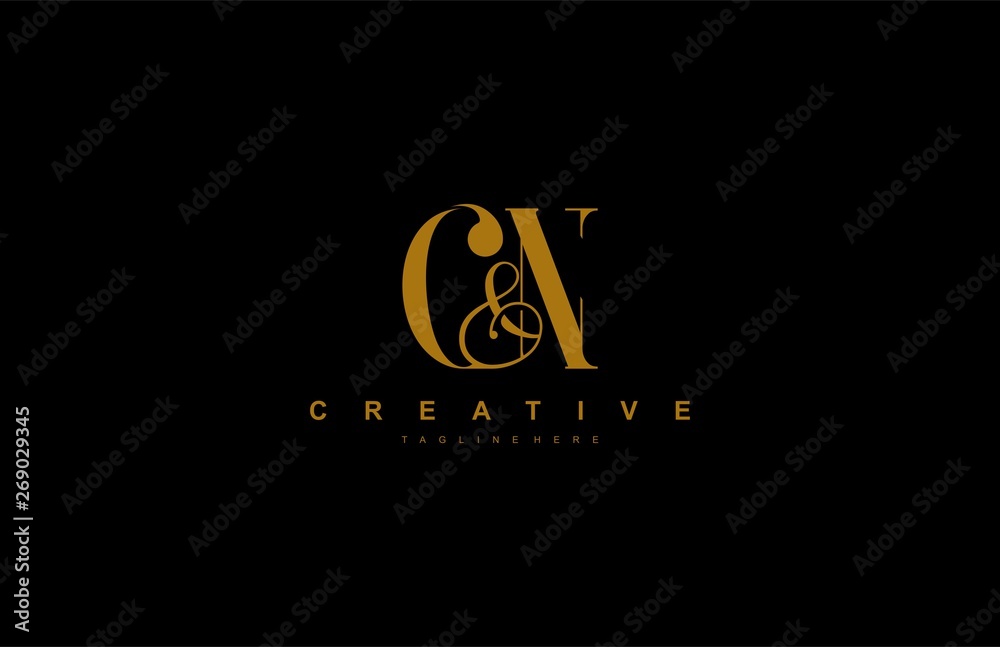 Initial C & N Letter Monogram Minimalism Luxury Monogram Logotype