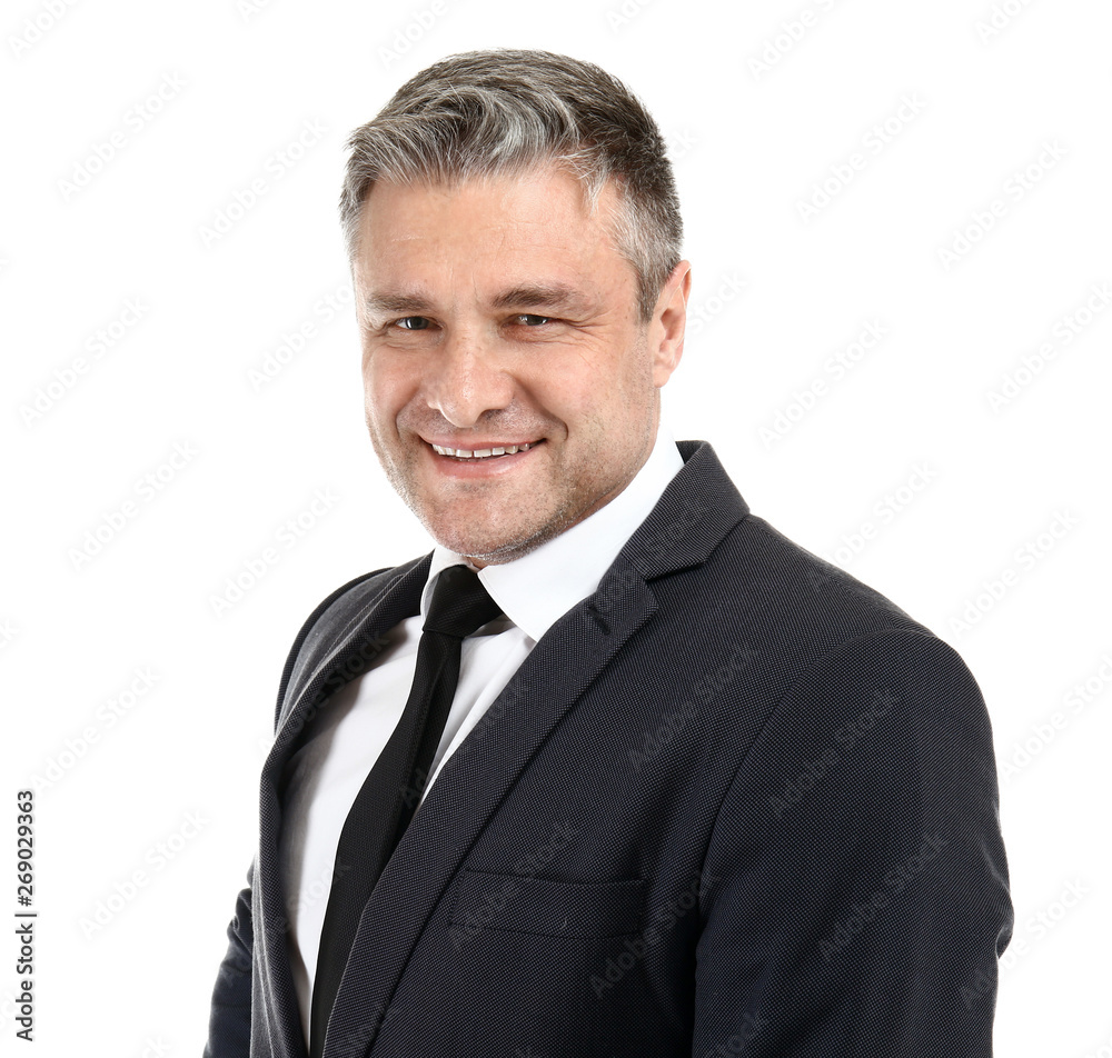 Portrait of handsome mature businessman on white background Portrait of handsome mature businessman on white background