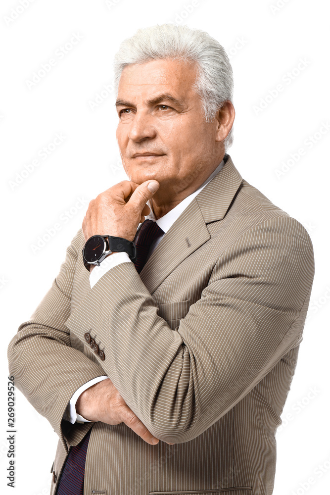 Portrait of handsome senior man on white background Portrait of handsome senior man on white background