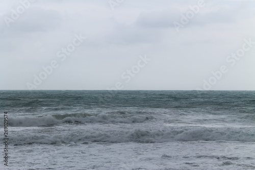 Rough monsoon waves at Juara Beach on Tioman Island, Malaysia