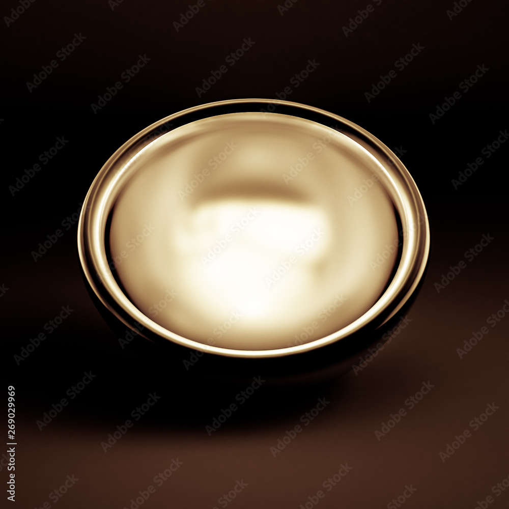 Beautiful festive gift wrap, inside golden on a black background. 3d illustration, 3d rendering. Beautiful festive gift wrap, inside golden on a black background. 3d illustration, 3d rendering.