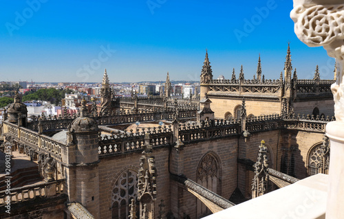 Cathedral La Giralda at Sevilla Spain - architecture background