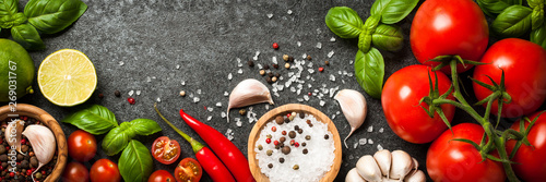 Tomatoes, spices and basil ...