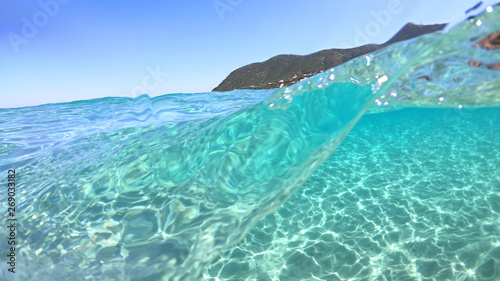 Sea level underwater photo of iconic exotic tropical beach of Balos a true paradise in Crete island  Gramvousa