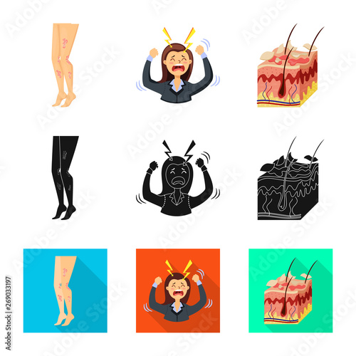 Isolated object of medical and pain  sign. Set of medical and disease vector icon for stock.