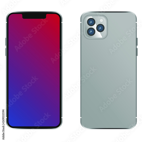 new phone front and back vector isolated on white background