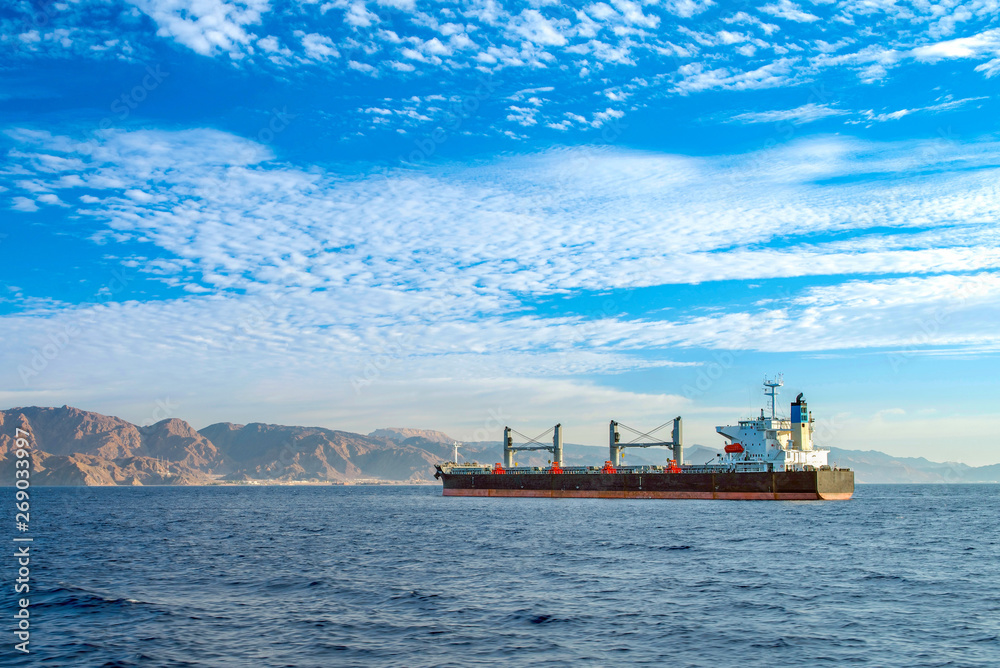 A large sea vessel in the Gulf of Aqaba.