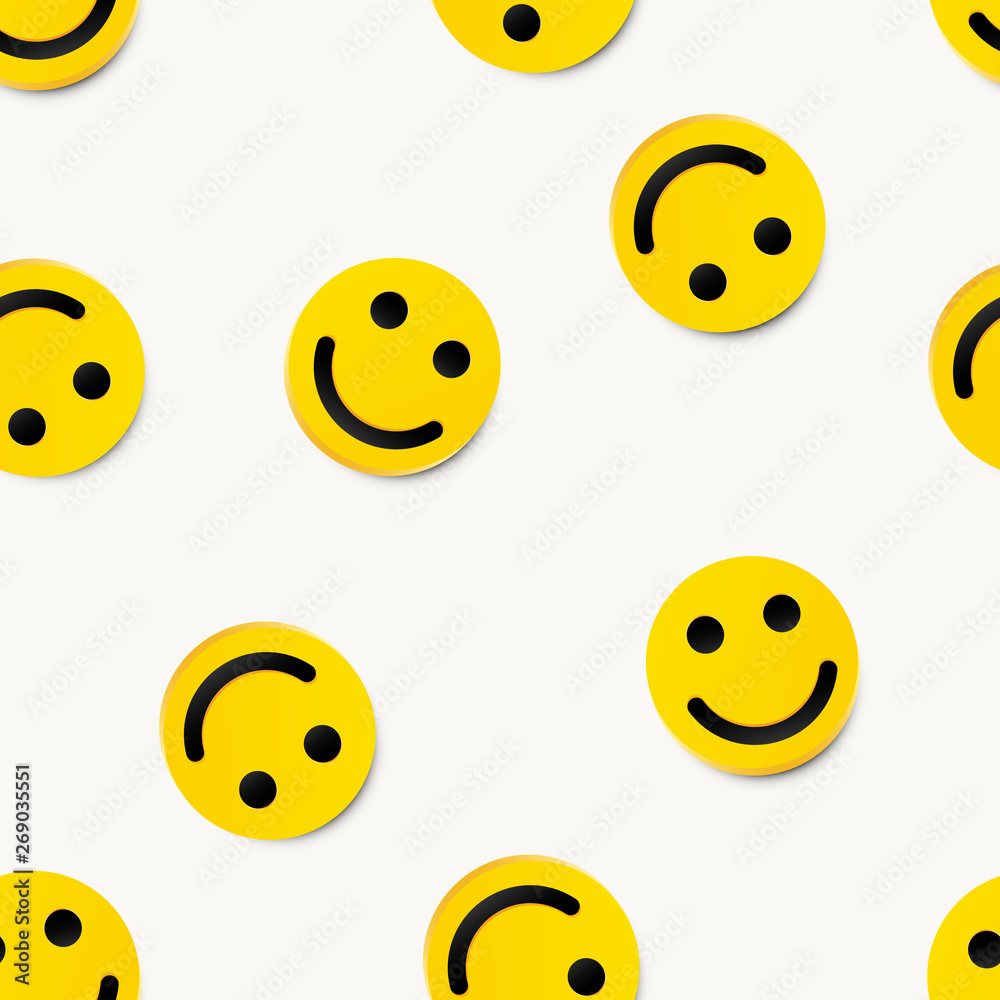 Fototapeta premium Modern yellow laughing happy smile seamless background.