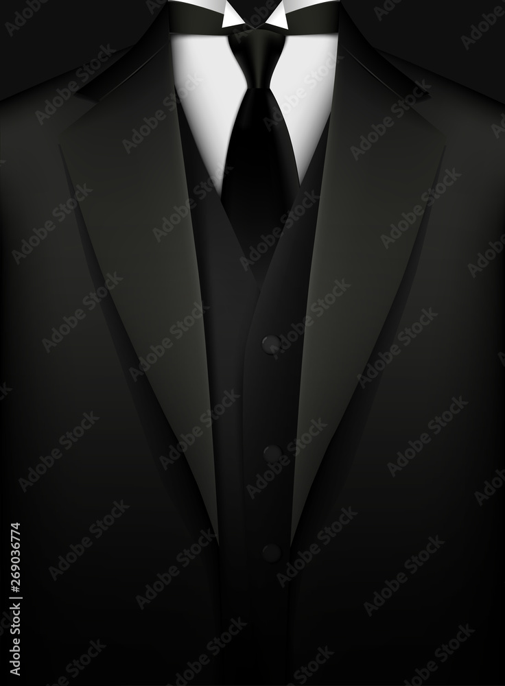 Elegant black tuxedo with tie. VIP concept Elegant black tuxedo with tie. VIP concept