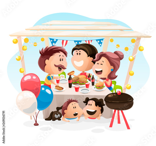 Friends and family dinner at the Independence Day in America.