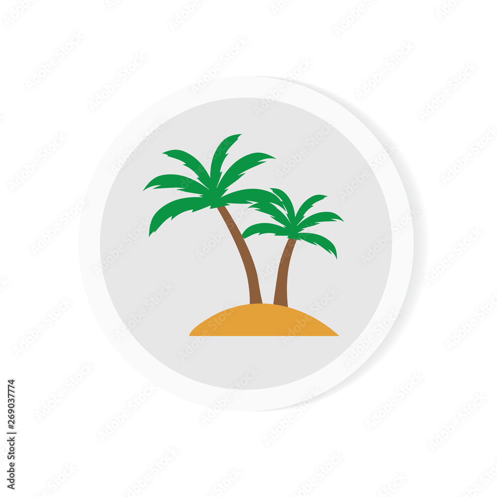 sticker with palm tree icon- vector illustration