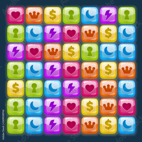 Game match icon. Character set in different colors.