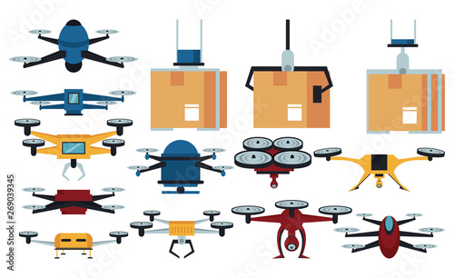 Drones and delivery icons