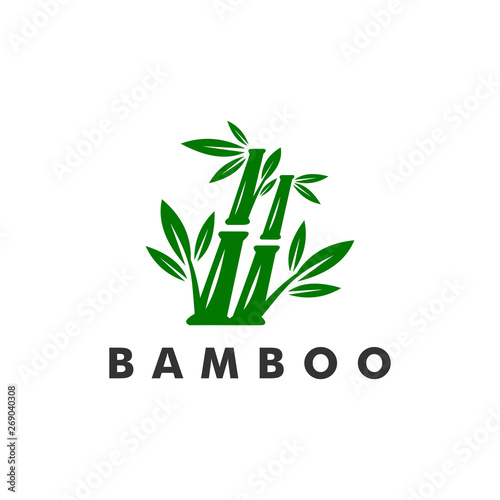 Bamboo logo template, nature forest icon design - vector