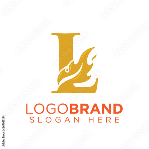 L Letter with Flame Fire logo vector