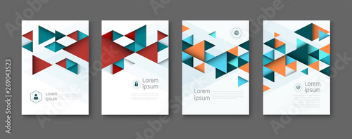 Abstract colorful geometric triangular backgrounds. brochure design templates collection with colorful geometric triangular backgrounds. vector modern flyer.