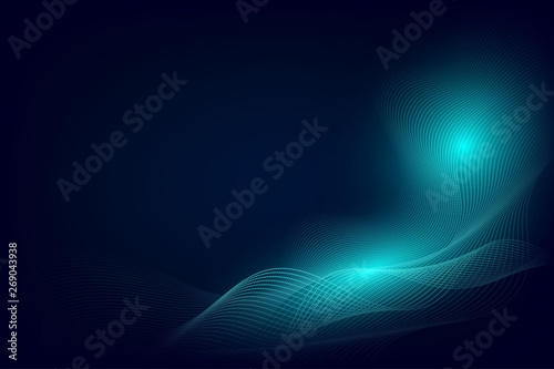 Blue particle line wave abstract background modern design with copy space, Vector illustration for your business and web banner design.