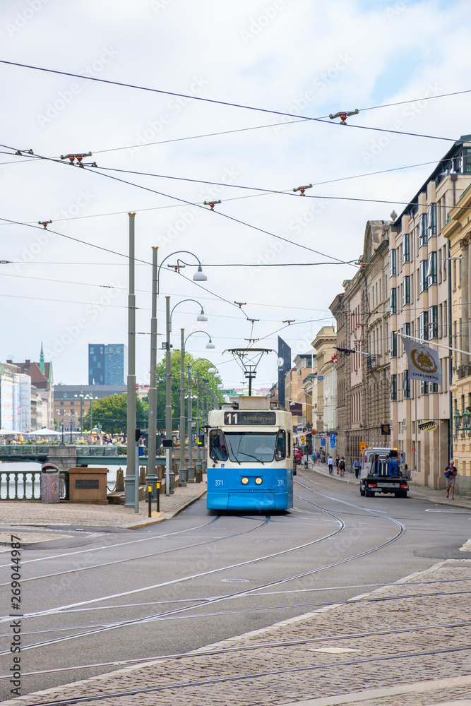 Tram on a street in Gothenburg