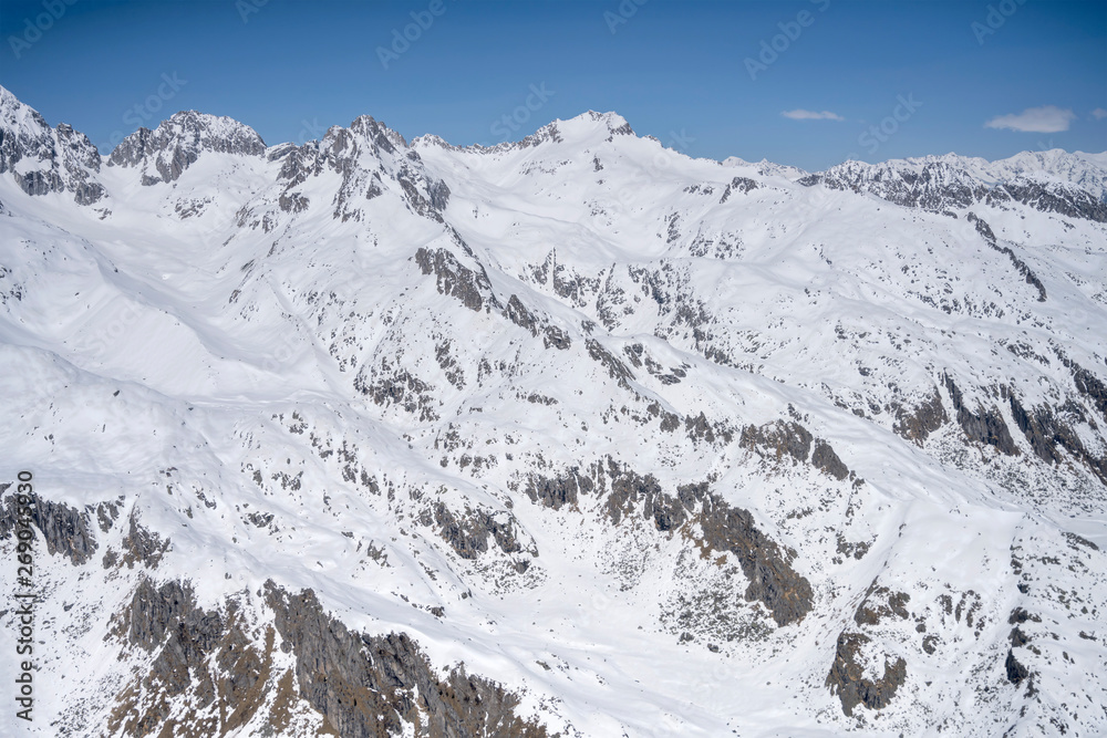 spring snow on east side of Presanella range, Trentino, Italy