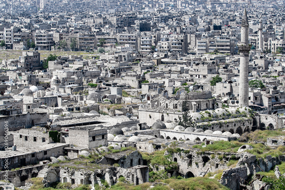 City of Aleppo and destroyed building in Syria 2019 City of Aleppo and destroyed building in Syria 2019