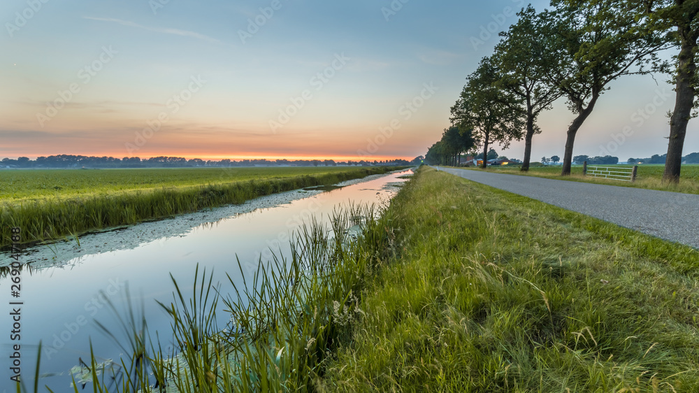 Netherlands open polder landscape - obrazy, fototapety, plakaty 