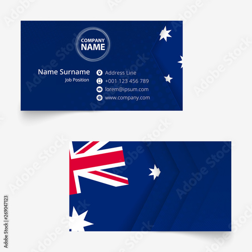 Australia Flag Business Card, standard size (90x50 mm) business card template.