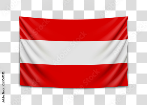 Free Download Hanging flag of Austria. Republic of Austria. National flag concept. - GFXLoad