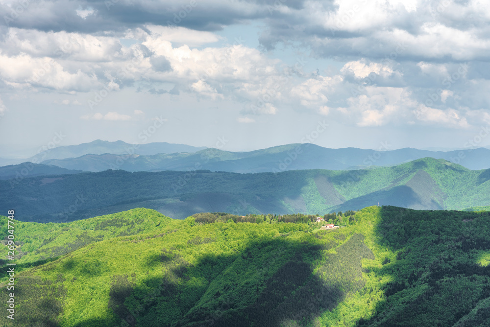 Beautiful mountain view from the path from Beklemeto to Kozya Stena, Troyan Balkan, Bulgaria