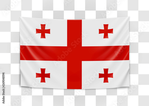 Hanging flag of Georgia. Georgia. National flag concept.
