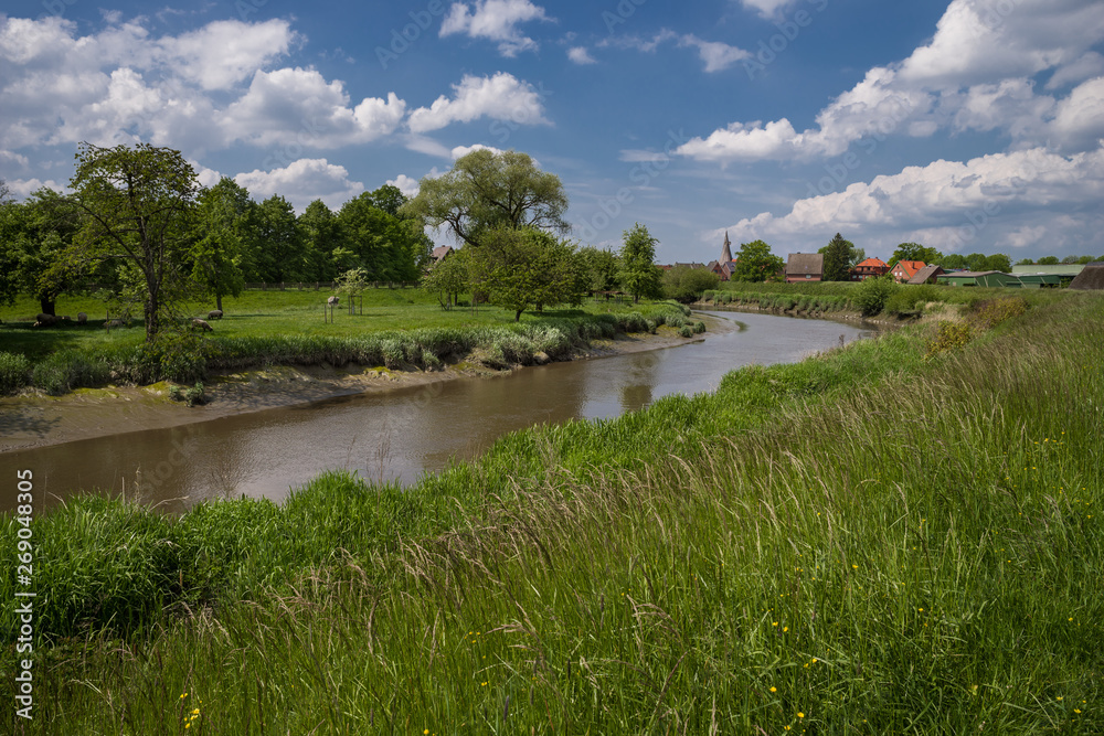 Este Fluss bei Estebrügge Altes Land sonnig Este Fluss bei Estebrügge Altes Land sonnig