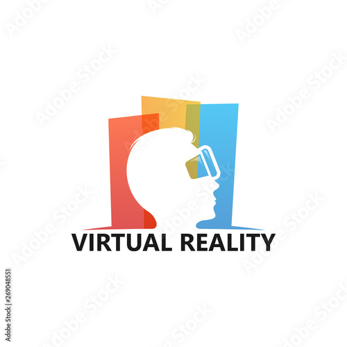 Virtual Reality Logo Template Design Vector, Emblem, Design Concept, Creative Symbol, Icon
