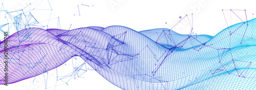Polygonal science background with connecting dots and lines. Digital data visualization.