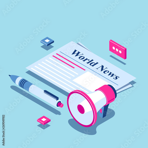 Breaking News or World News isometric concept.