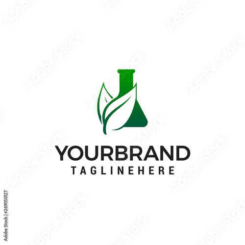 potion leaf logo design concept template vector. Green lab logo