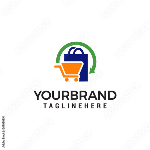 shopping logo design concept template vector