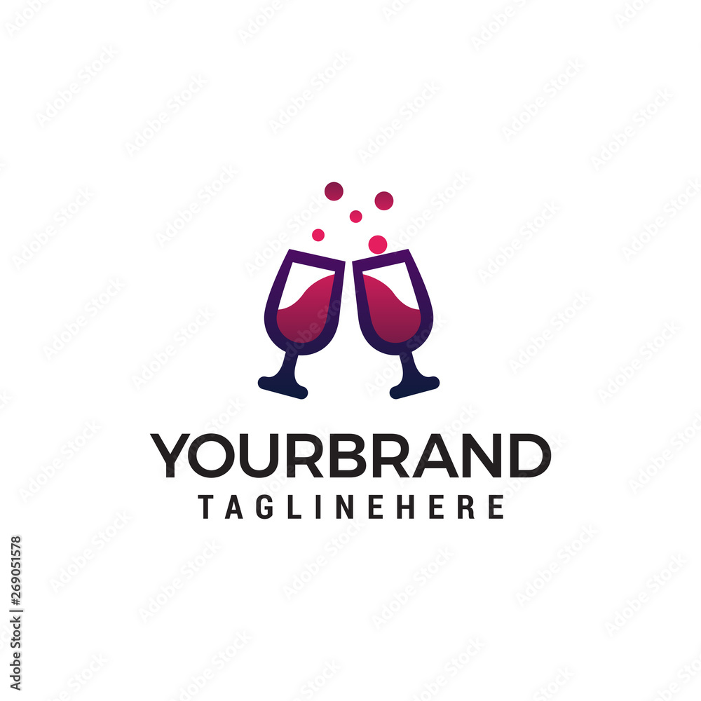 Fototapeta premium cheers glass wine logo design concept template vector