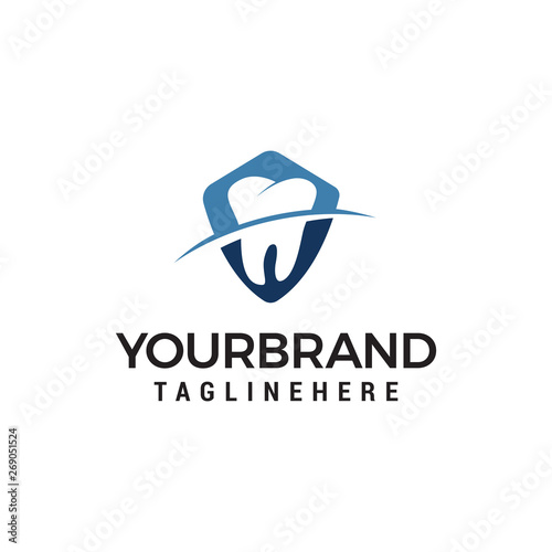 tooth shiled logo design concept template vector