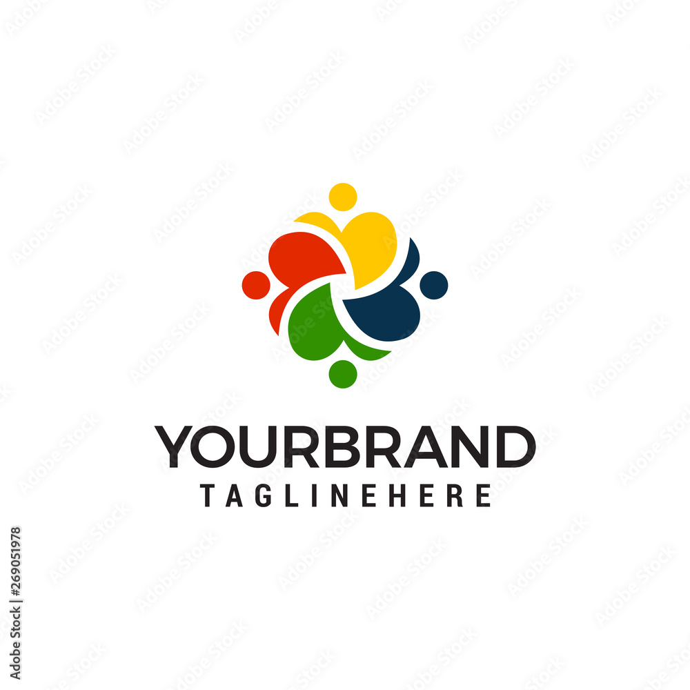 Obraz premium heart people logo design concept template vector