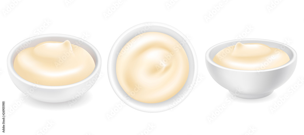 Mayonnaise in a bowl set