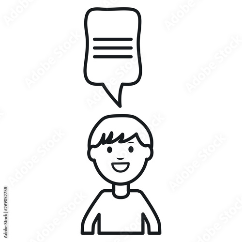 monochrome man with speech bubble avatar character square frame and birthday elements vector illustraitor photo