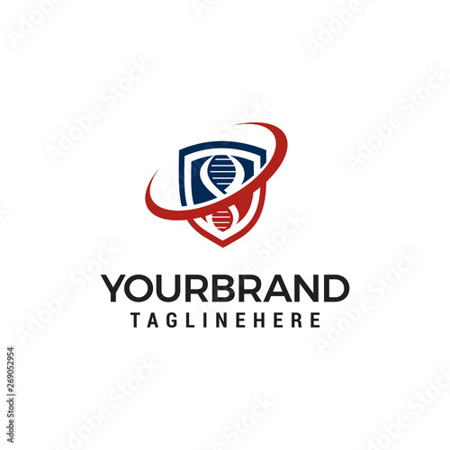 Free Download genetic DNA shiled logo design concept template vector - GFXLoad