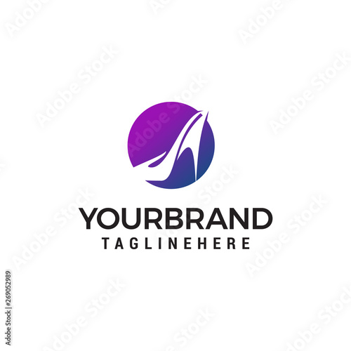 high heels circle logo design concept template vector