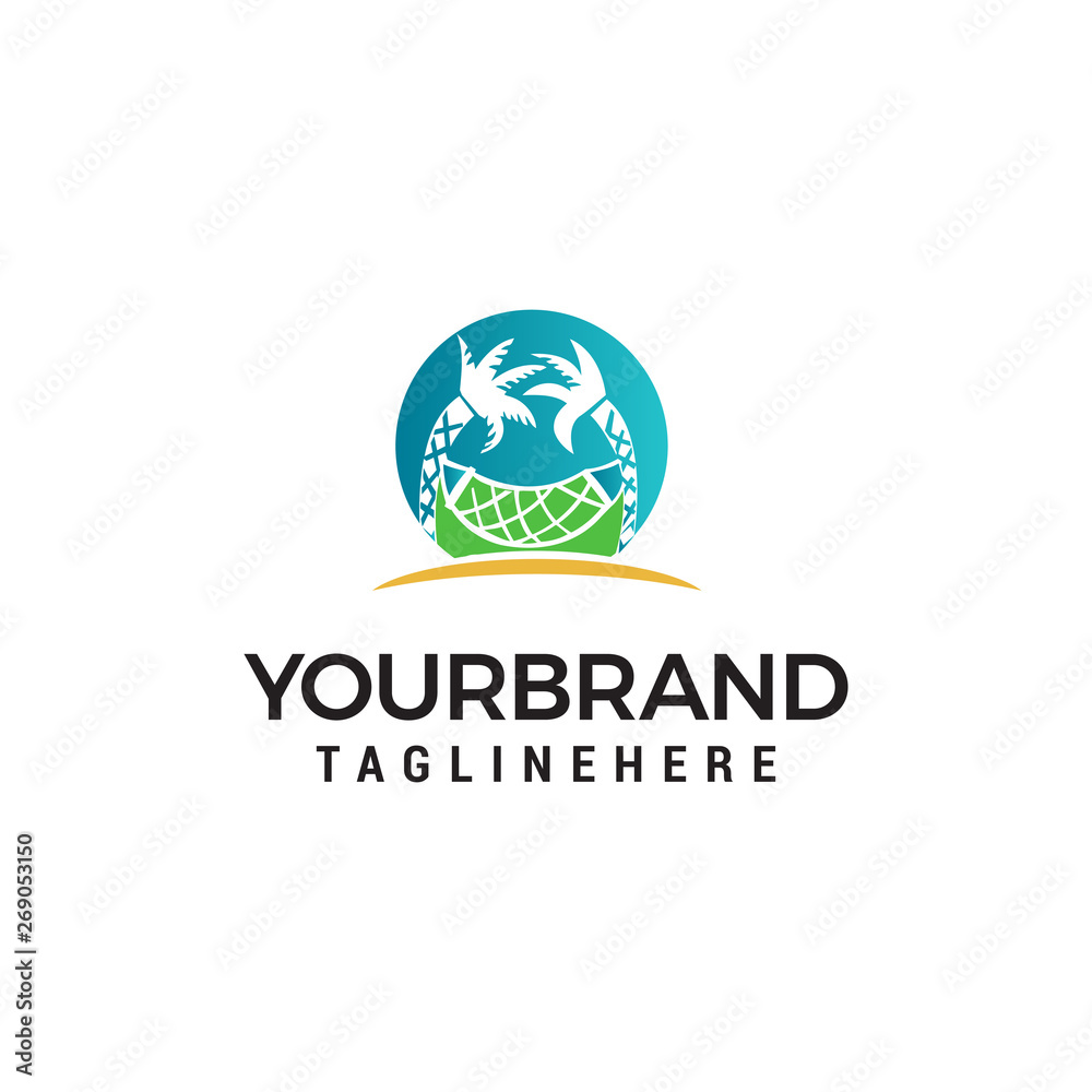beach logo design concept template vector