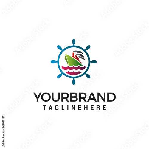 sailor Nautical logo design concept template vector