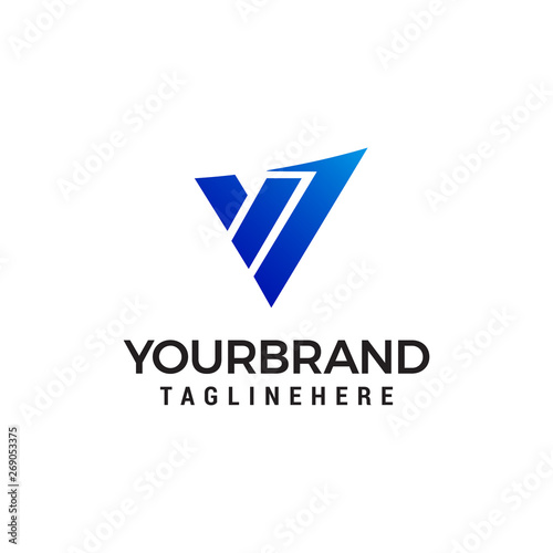 letter v tech logo design concept template vector