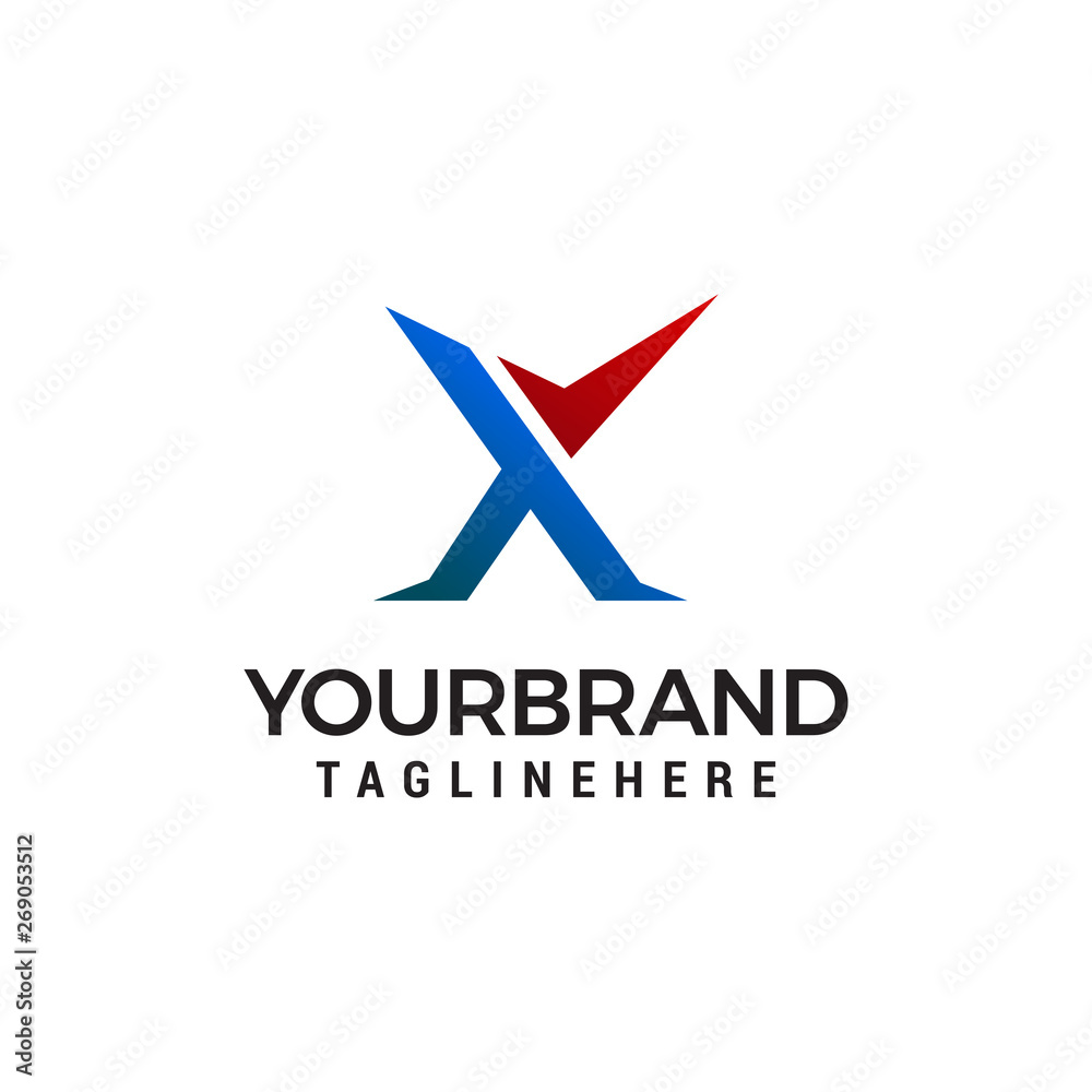 Obraz premium letter X check mark logo design concept template vector