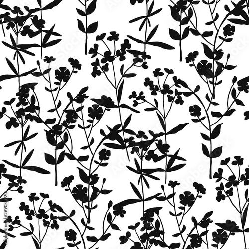 Meadow blossom grass seamless pattern