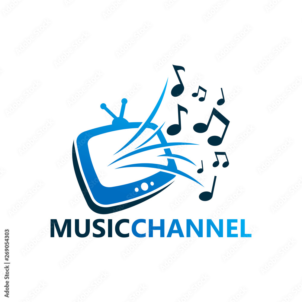 Music Channel Logo Template Design Vector, Emblem, Design Concept, Creative Symbol, Icon