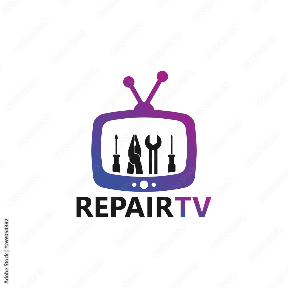 Fototapeta premium Repair Television Logo Template Design Vector, Emblem, Design Concept, Creative Symbol, Icon