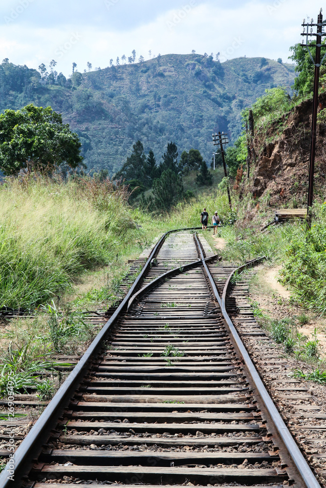 Fototapeta premium Railway between mountains in Sri Lanka